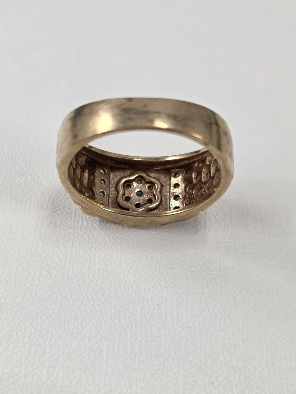 Vintage 10K Solid Gold Diamond Nugget Ring Sz 10